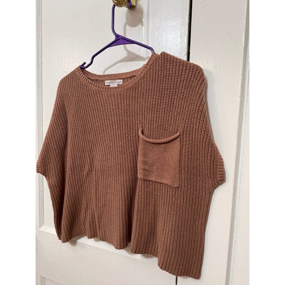 Sincerely Jules women’s size medium brown knit shirt - Picture 2 of 7